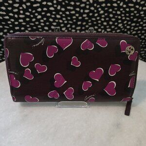 Gucci Pink Hearts Zip Around Wallet